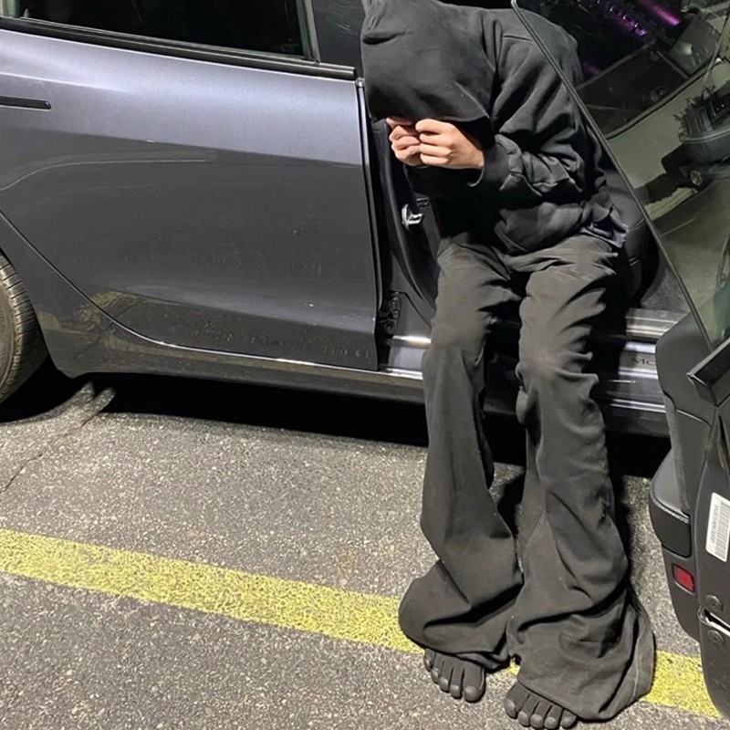 美式高街ro风拖地喇叭牛仔裤男女