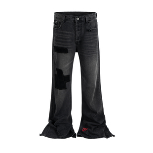 美式复古ERD忧郁的富二代 ERD24FW 党裤拼接灯芯绒刺绣泼墨徽章裤