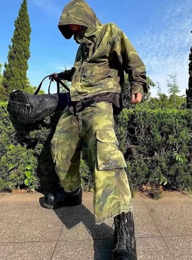 夏季美式街头多口袋工装短裤男宽松水洗破坏迷彩6分裤Camouflage