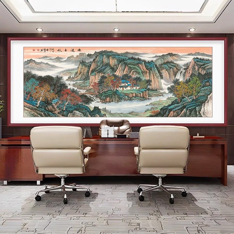 西墙客厅招财装饰壁画名画家手绘真迹字画办公室聚宝盆风水山水画,家居饰品,国画,淘宝优惠券,粉丝福利购,淘宝优惠卷