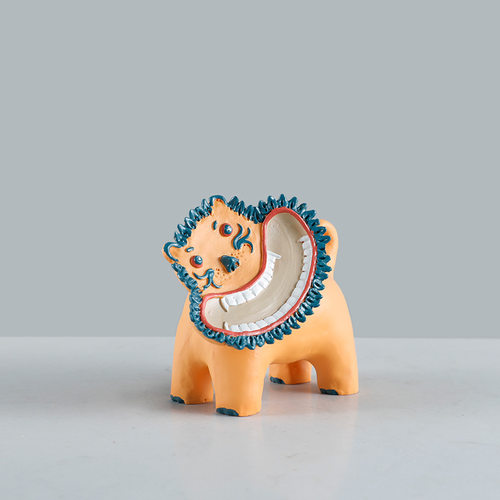 简约现代创意抽象狮动物树脂摆件样板房售楼处桌面书架软装饰品