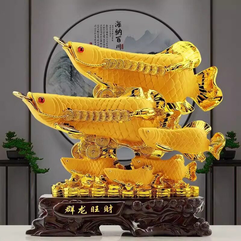 高档群龙旺财金龙鱼摆件办公室家居前台装饰店铺开业送礼工艺礼品