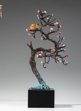 铜艺坊喜上眉梢喜鹊小鸟铜摆件家居客厅装饰金属铜工艺品乔迁送礼