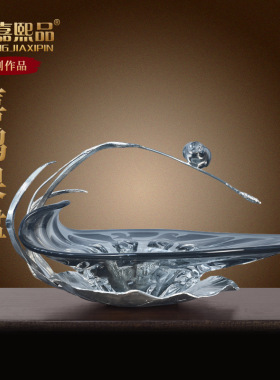 黄铜玻璃水果盘轻奢高档家用客厅茶几感水晶精致糖果零食摆放