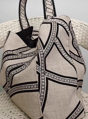 UC\ASA实用时髦原创小马图腾天然编织原亚麻印花百搭帆布包电脑包