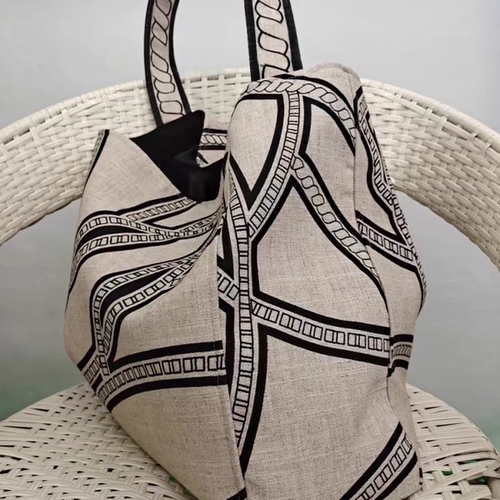 小马图腾天然编织印花帆布包