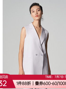 爱慕·CHUANG春夏挺括双面布翻驳领休闲女士无袖马甲外套CA810462
