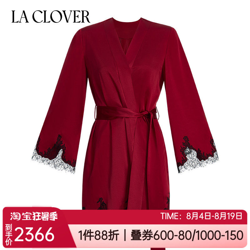 红本命年女士家居服长袖晨睡袍