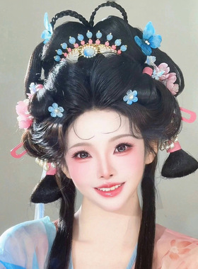 大无汉风【花语】原创古风日常可爱小唐风发饰花朵发夹头饰全套