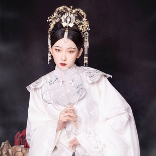 【绝版展示】汉尚华莲银兔发冠头饰套装明制发饰十里同款圣母头冠