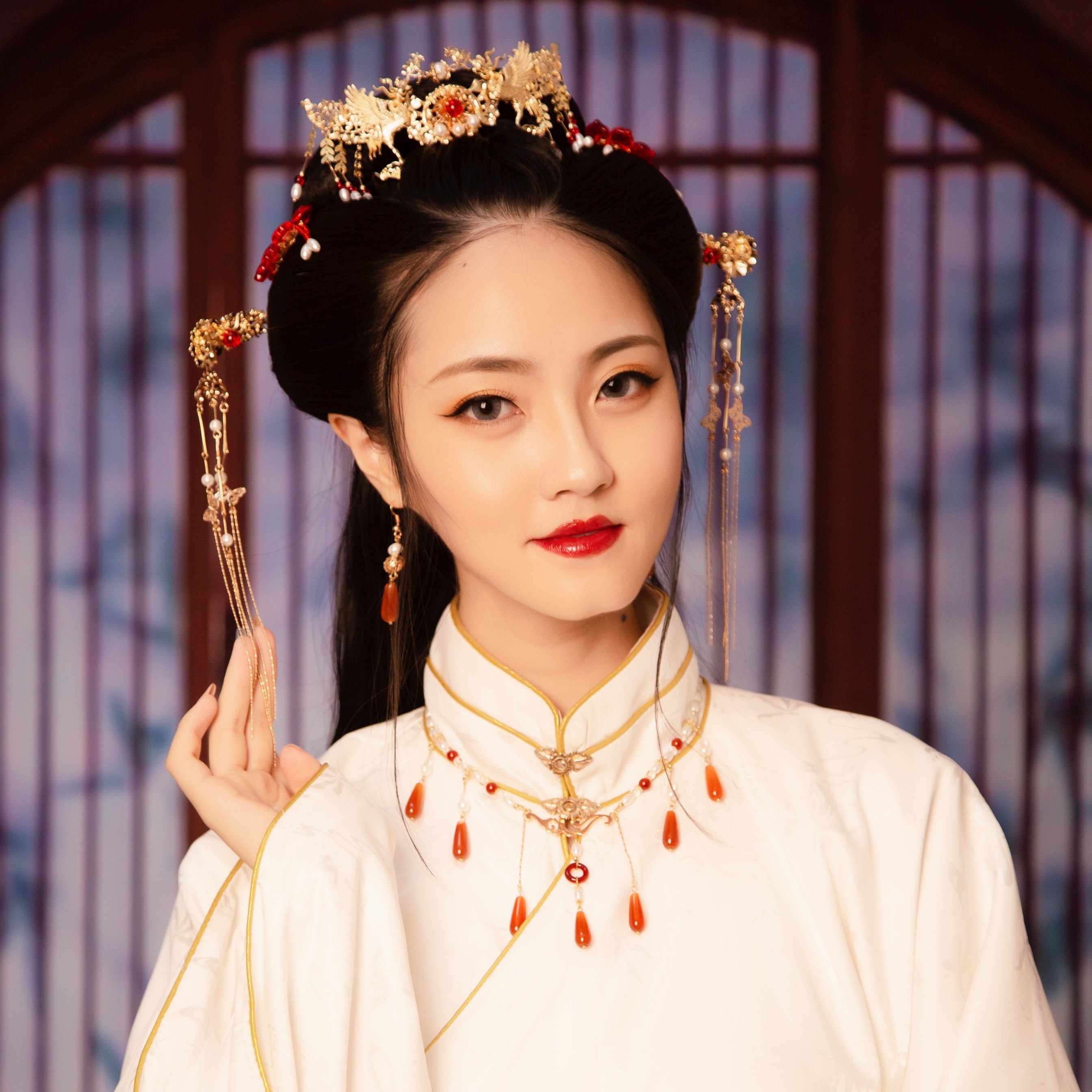 【绝版展示】十三余小豆蔻牡丹国色头饰发冠 汉服发饰头饰流苏女