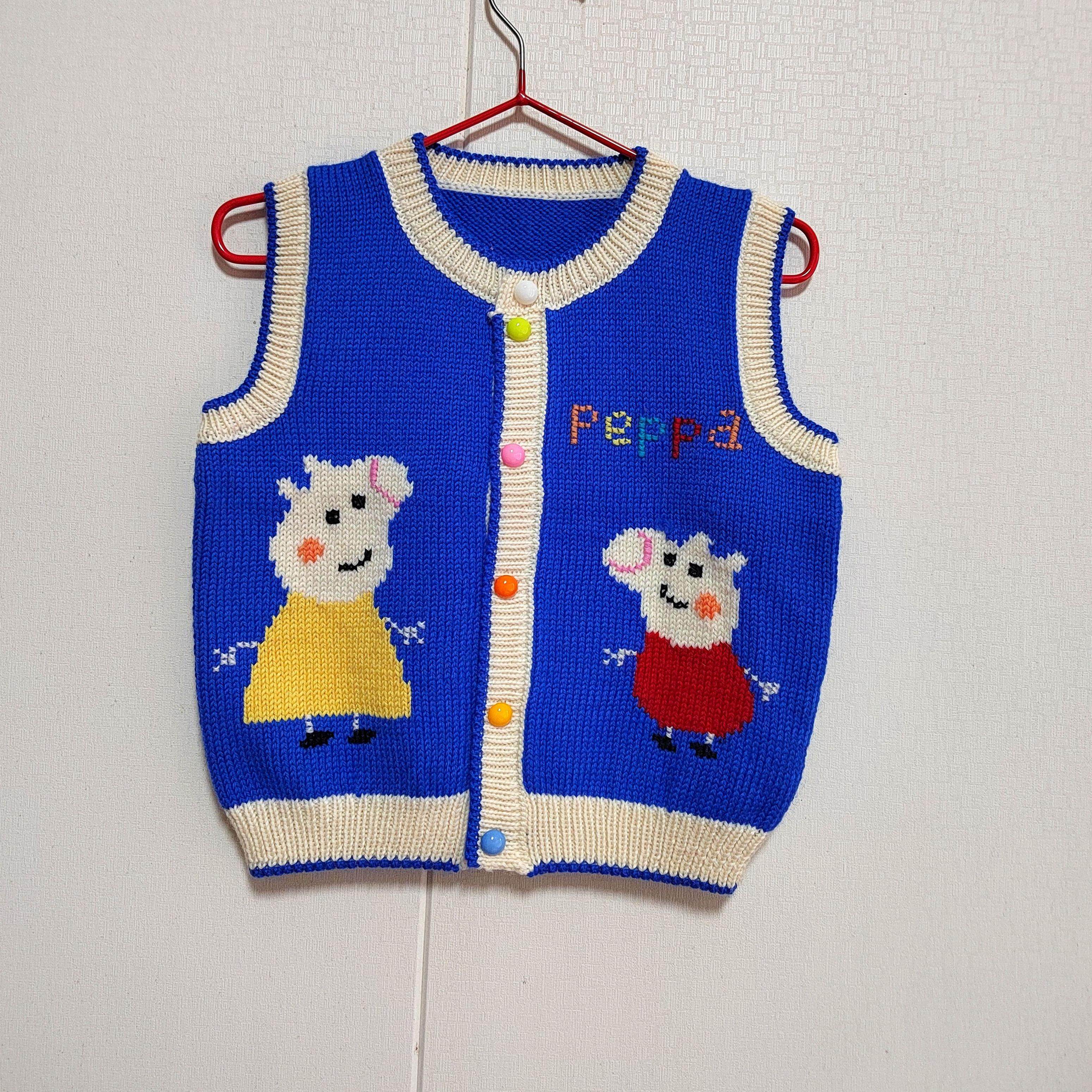 纯手工编织2-3岁婴幼儿羊毛线衣背心 手织春秋宝宝马夹 儿童无袖