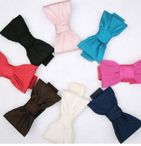 弹力腰带 女士收腰绸缎蝴蝶结腰封香槟色咖啡色黑色玫红色白色