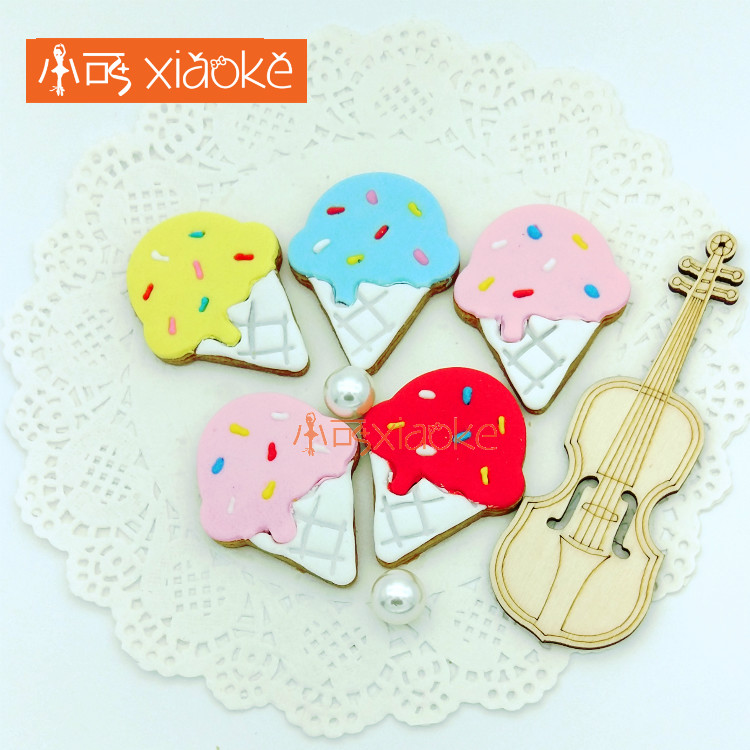 小可翻糖饼干婚礼甜品摆台宝宝生日满月回礼定制伴手礼甜筒冰激凌