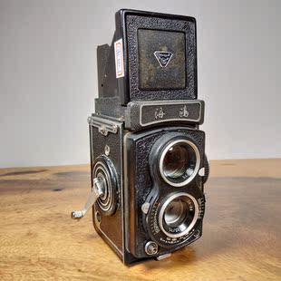 1970S国产古董海鸥4A老式 机械双反120胶片相机手摇卷片快门工作