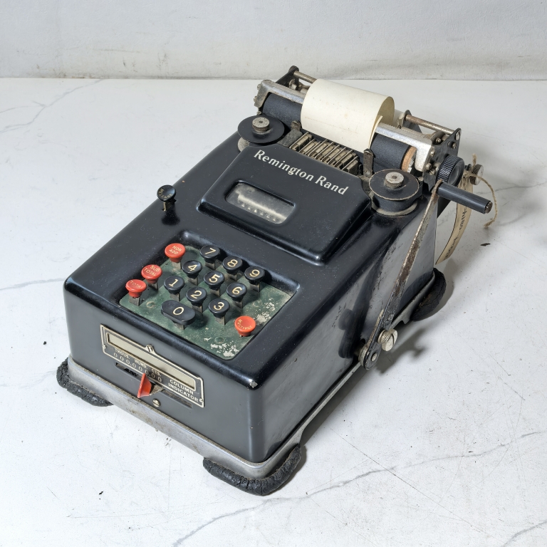 古董雷明顿Remington Rand机械手摇计算器带打印结果小票机老物件