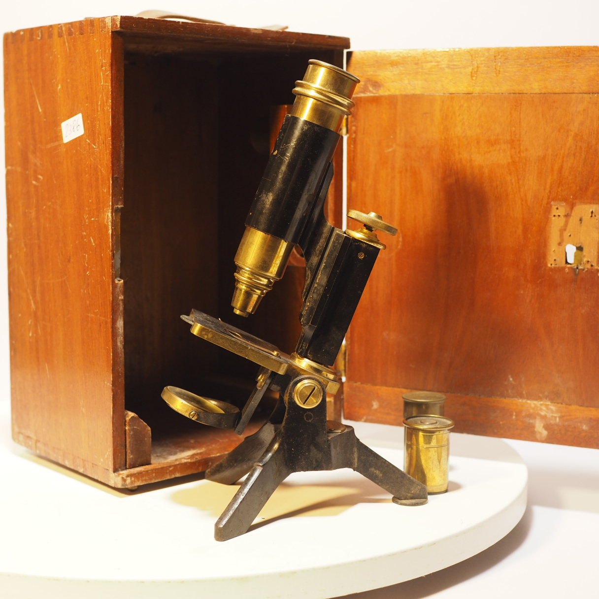 英国利兹老式黄铜便携显微镜