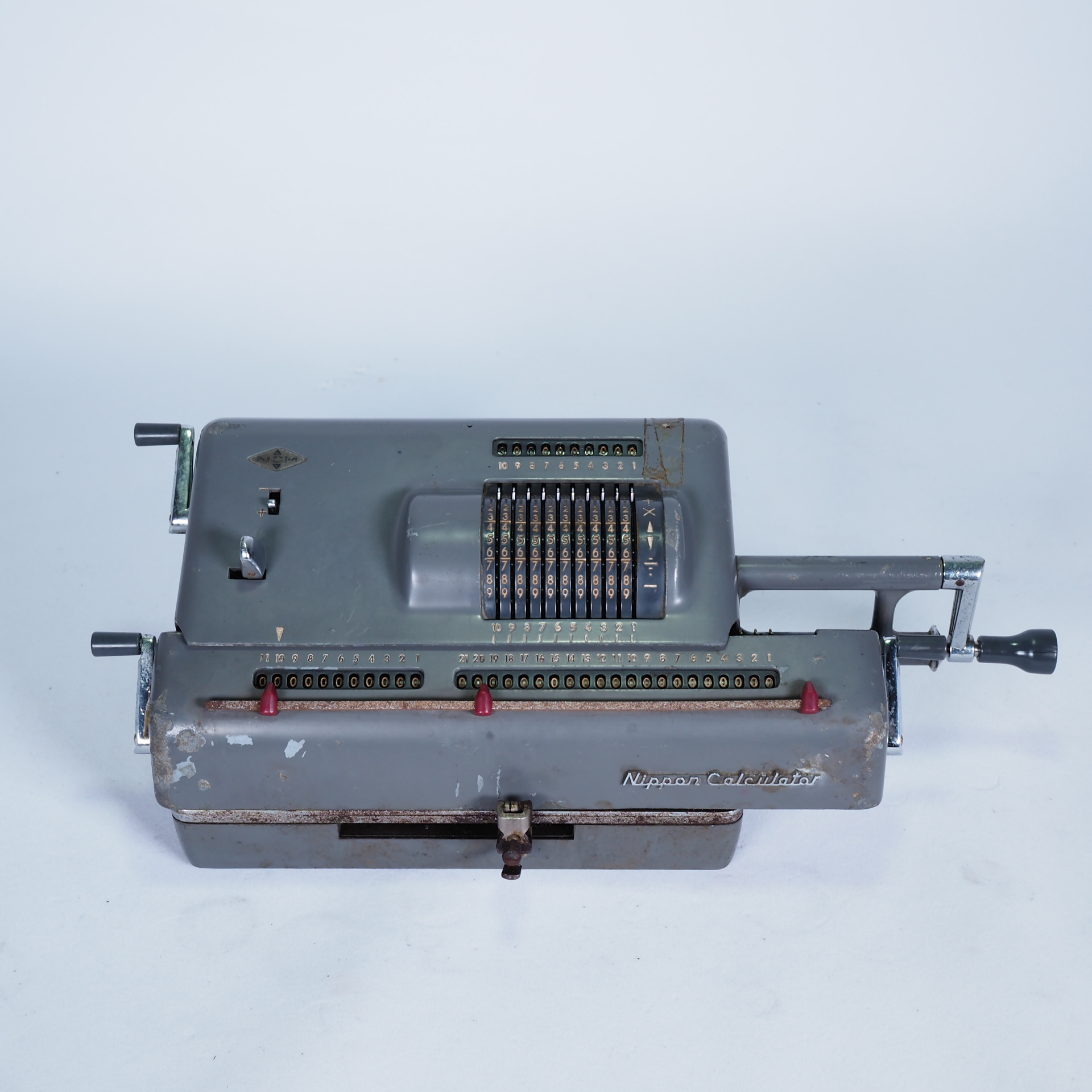古董日本鹰牌NipponSM21西洋算盘机械手摇计算器功能ok文旅老物件