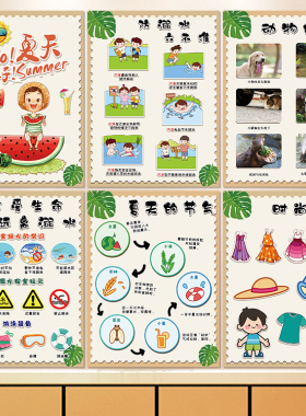 校园夏天主题墙环创防溺水防中暑
