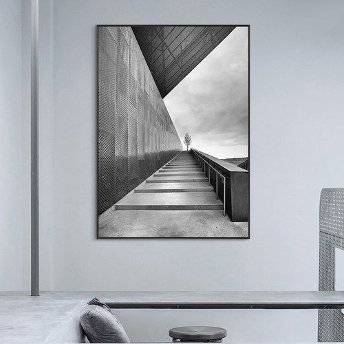 黑白灰工业风客厅装饰画玄关