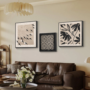 中古风客厅沙发背景墙装饰画餐厅法式卧室房间挂画抽象复古墙壁画