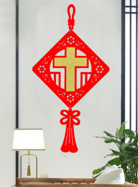 喜庆红色十字架绒布挂件装饰用品圣诞节送人小礼物