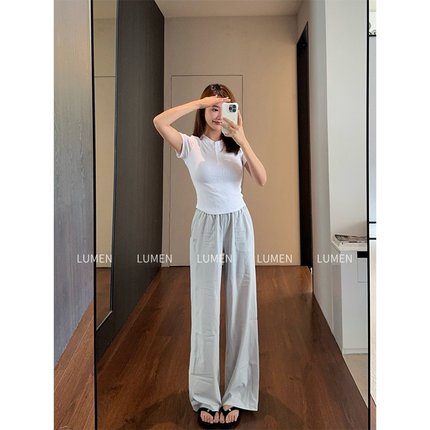 luqi lulu直筒阔腿裤pull on 28寸轻薄透气四面弹运动休闲长裤女