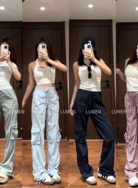 25新色luqi lulu显瘦速干防水轻薄多口袋工装裤神裤运动直筒裤女