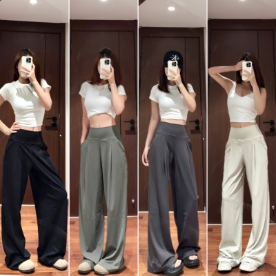 巨好穿宽松裸感高腰阔腿休闲裤女