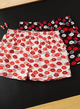 男士宽松纯棉阿罗裤居家男大码全棉内裤青年睡裤四角印花平角裤