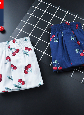 酷宝先生男士阿罗裤印花樱桃开叉一片式个性休闲家居舒适平角内裤