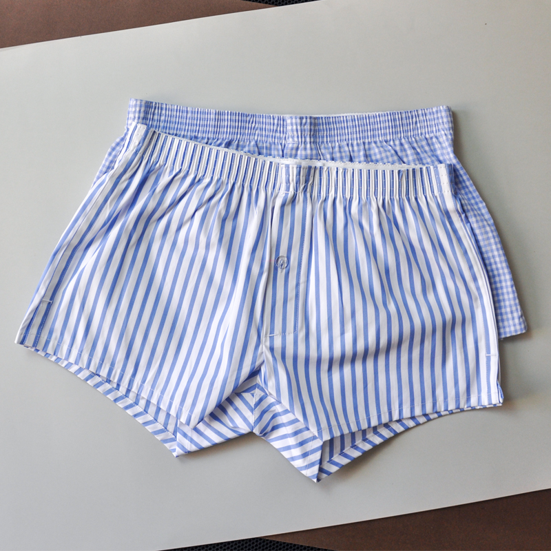 2条梭织格子短款大码平角内裤