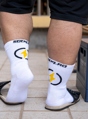 酷宝先生 4双装春夏闪电运动袜子中高筒男袜篮球排球袜跑步袜白袜