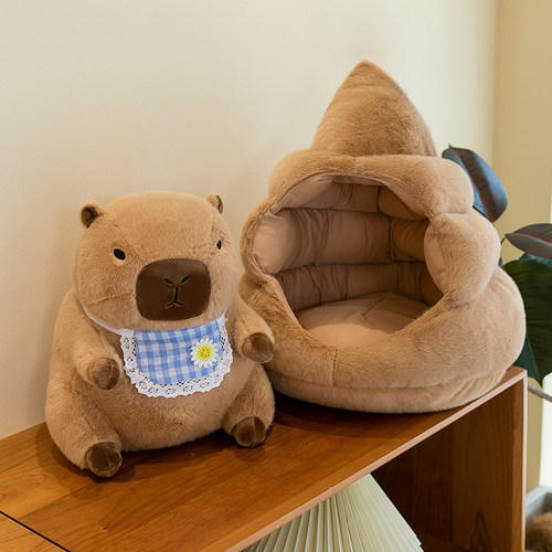 创意粑粑窝水豚玩偶卡皮巴拉公仔豚鼠毛绒娃娃男女生搞怪礼物儿童