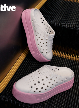 native洞洞鞋26春夏新品clog hi半拖厚底一脚蹬沙滩鞋女凉鞋雨鞋