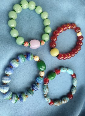 各色手工擀珠手串琉璃