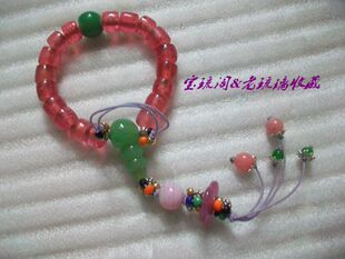 GT6手工diy宫廷18子碧玺粉红琉璃手串佛串手链旗袍压襟2用桃花运