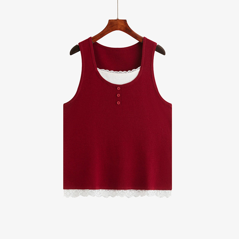 大码女装方领假两件无袖上衣女2025秋季新款胖mm外穿内搭针织背心,女装/女士精品,背心吊带,淘宝优惠券,粉丝福利购,淘宝优惠卷