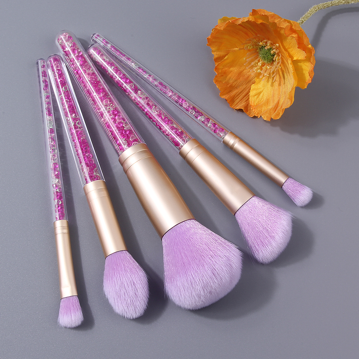 新款5支钻石柄化妆刷套装软毛腮红刷散粉刷眼影刷多功能美妆工具
