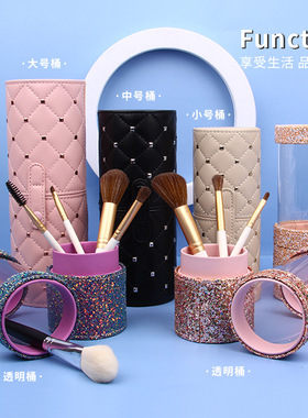 新款化妆刷收纳筒防尘带盖梳妆台桌面化妆品眉笔美妆刷子桶收纳盒