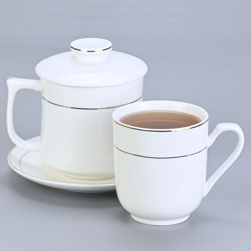 陶瓷杯带盖专用会议杯可定制logo