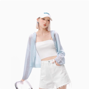 短外套 薄款 夏季 女装 新款 针织衫 连帽防晒衫 百搭长袖 时尚 休闲上衣