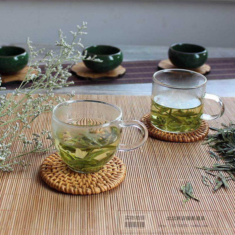 茶杯玻璃杯茶茶叶饮料摄影道具背景复古茶碗早餐杯布景拍照道具