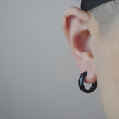 嘻哈街头原创耳钉男hiphop街舞大耳环女耳圈扣黑韩版 耳夹潮流个性