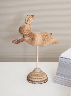 木制毛坯奔跑小兔子白坯摆件