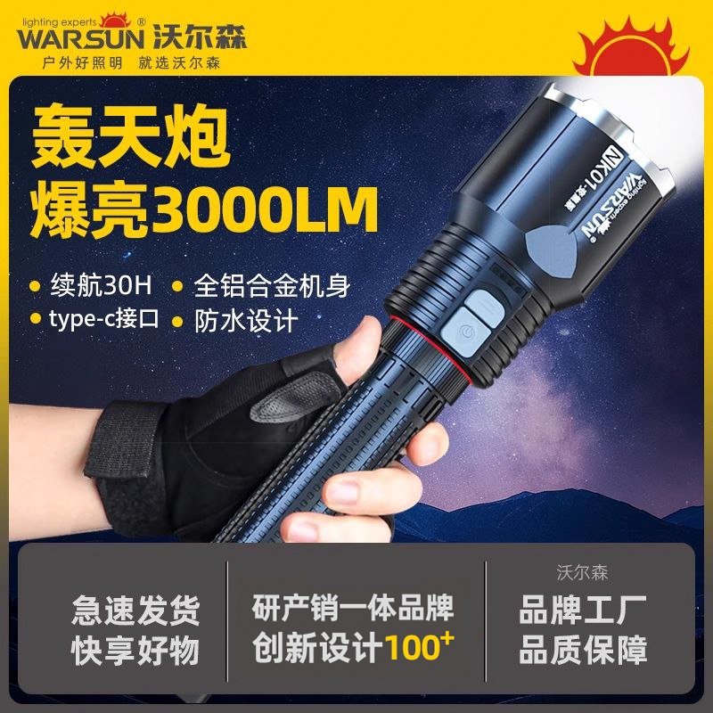 沃爾森戶外超亮多功能疝氣手電筒