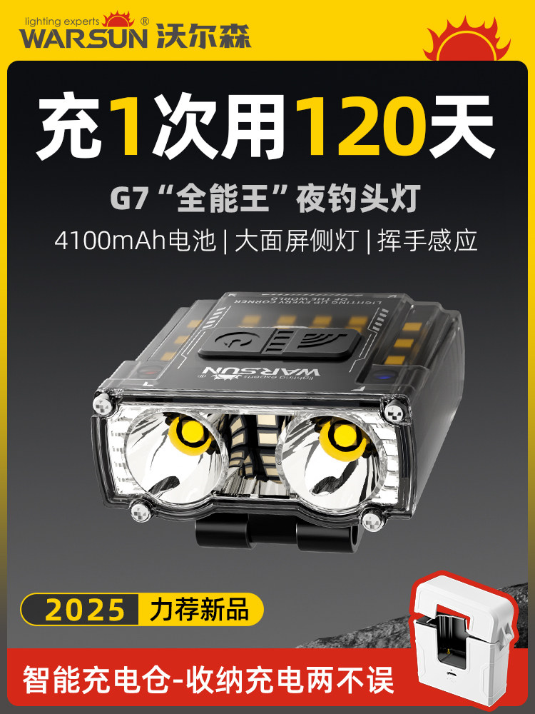 Walson G7 far fishing специальная ночная рыбалка с зажимом для крышки датчика сильный свет супер яркая зарядка длительный срок службы батареи, устанавливаемый на голову Изображение 1