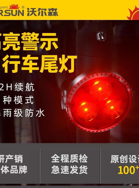 Warsun C36自行车尾灯夜骑警示山地车充电防水高亮公路车骑行装备