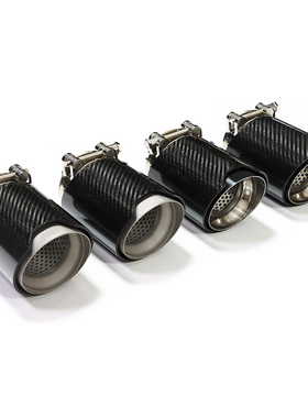 适用于宝马改装排管3系320 420双出碳纤维M标斜口尾喉装饰嘴黑色