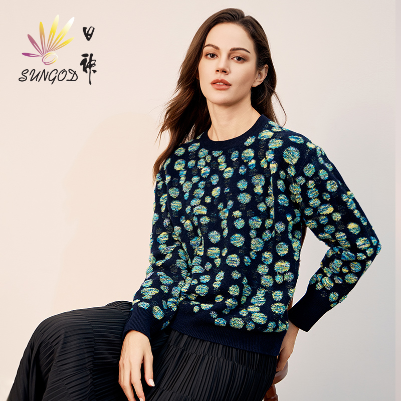 日神2024新款段染加厚圆领羊绒衫